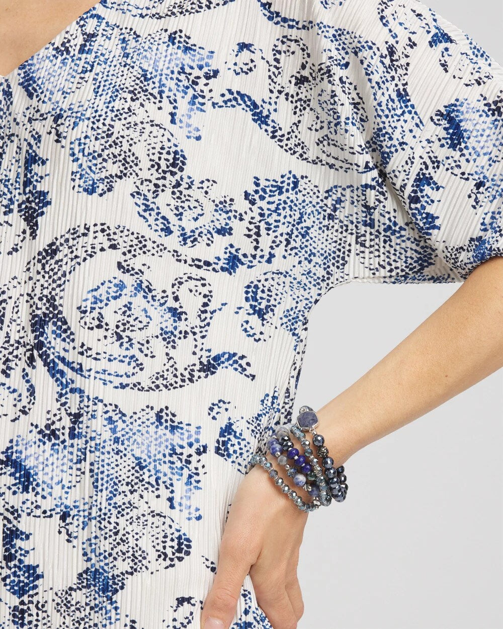 Chico's - Snakeskin Print Crinkle Elbow Sleeve Tee