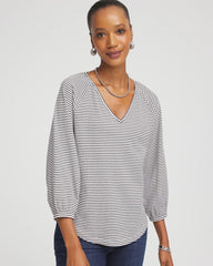 Chico's - Striped Crinkled Raglan Top