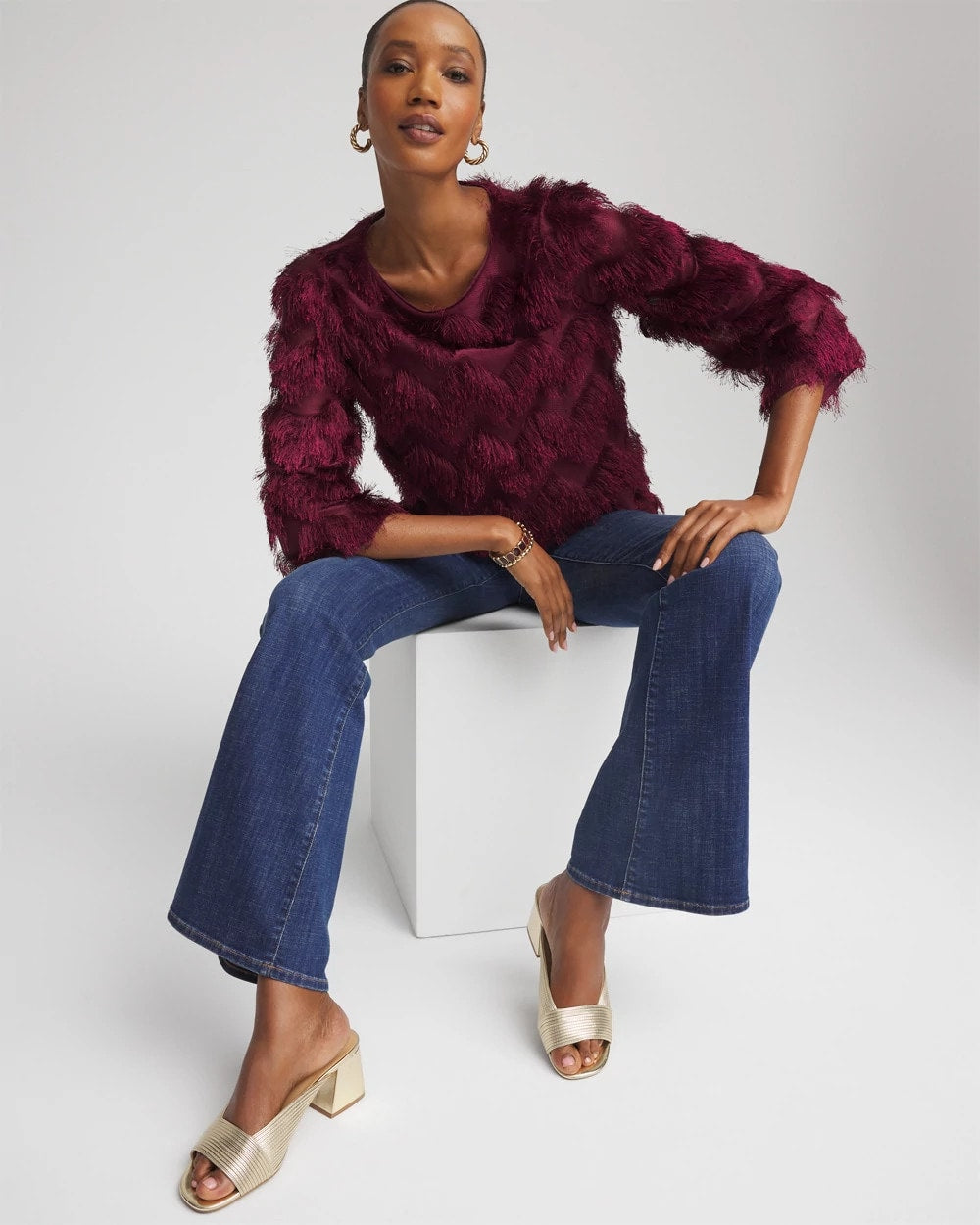 Chico's - Chevron Fringe Party Top