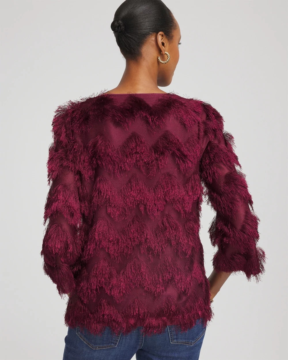 Chico's - Chevron Fringe Party Top