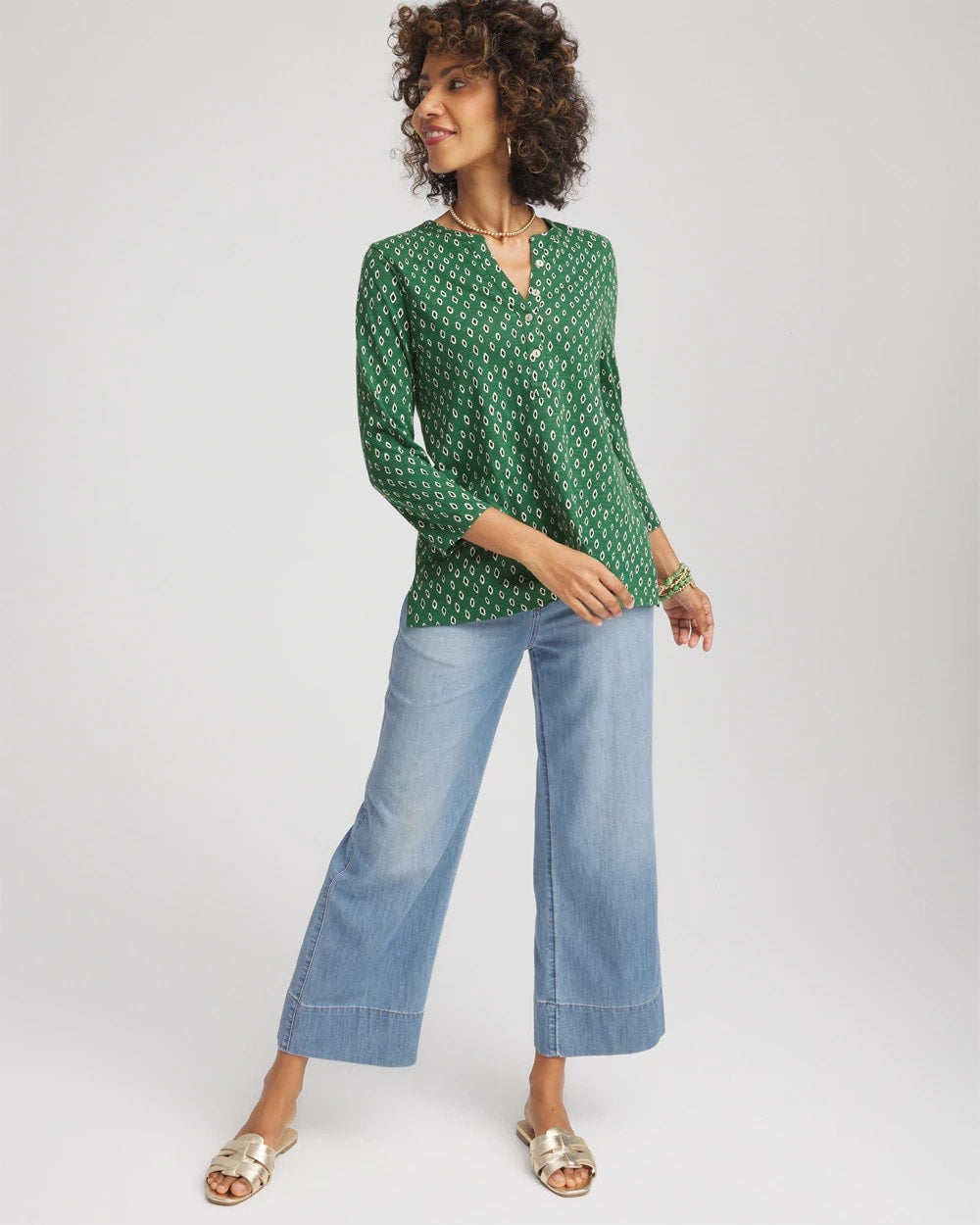 Chico's - Geo Cotton Slub Henley Shirt