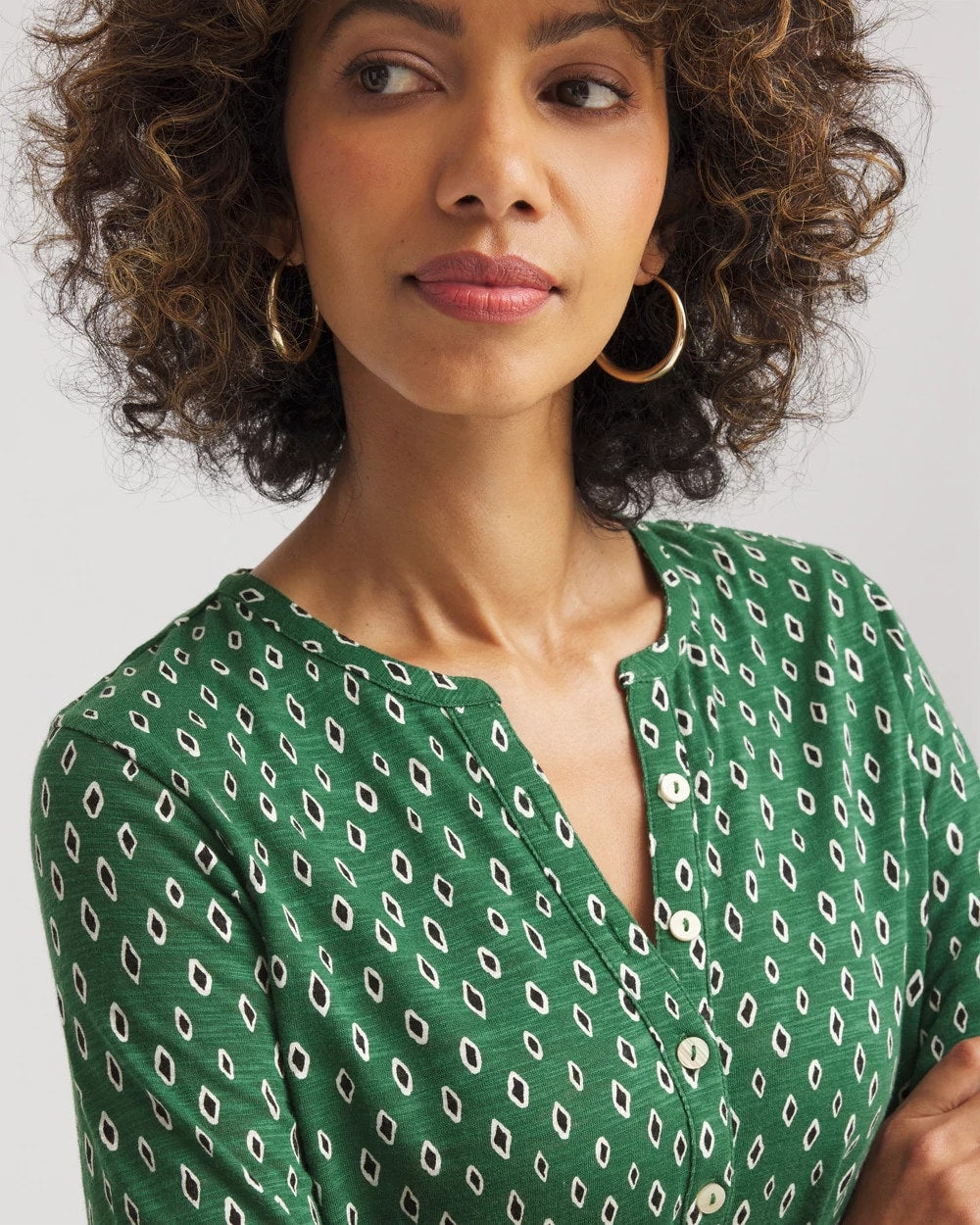Chico's - Geo Cotton Slub Henley Shirt