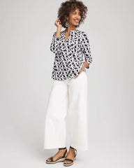 Chico's - Printed Cotton Slub Henley Shirt