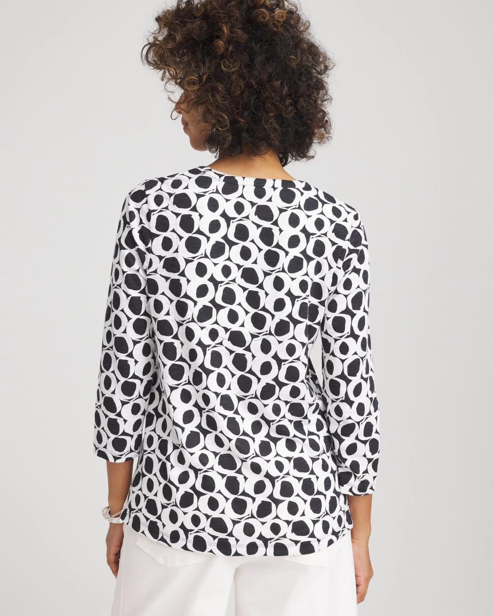 Chico's - Printed Cotton Slub Henley Shirt