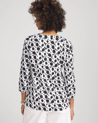 Chico's - Printed Cotton Slub Henley Shirt