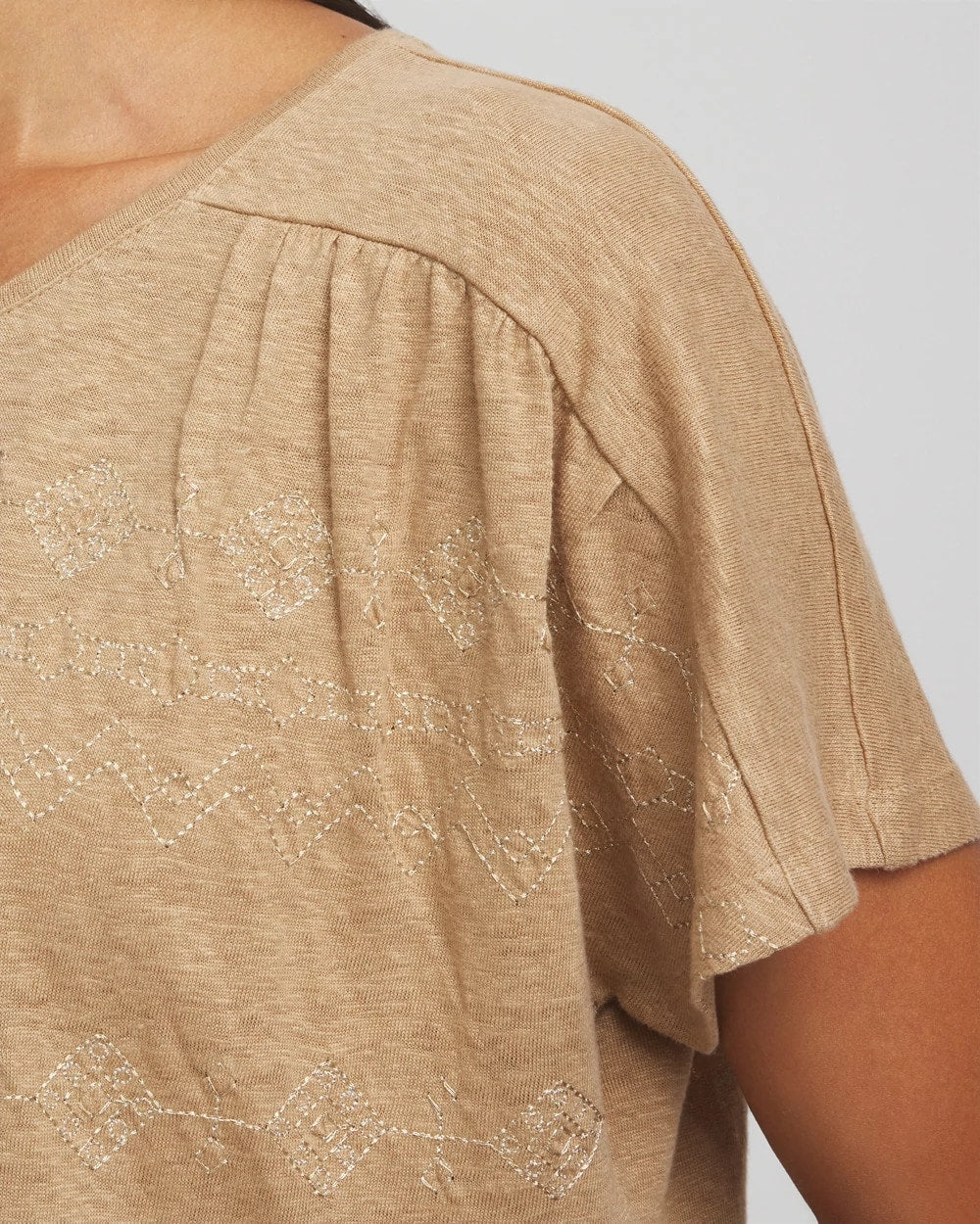 Chico's - Geo Embroidered Linen Tee