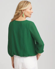 Chico's - Embroidered Crinkle Chiffon Blouse