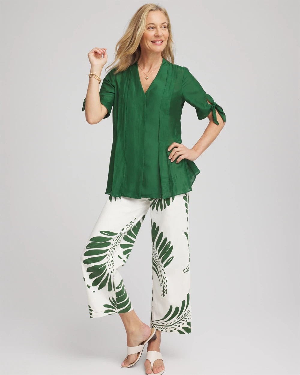 Chico's - Cotton Voile & Silk Pleated Blouse
