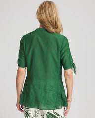 Chico's - Cotton Voile & Silk Pleated Blouse