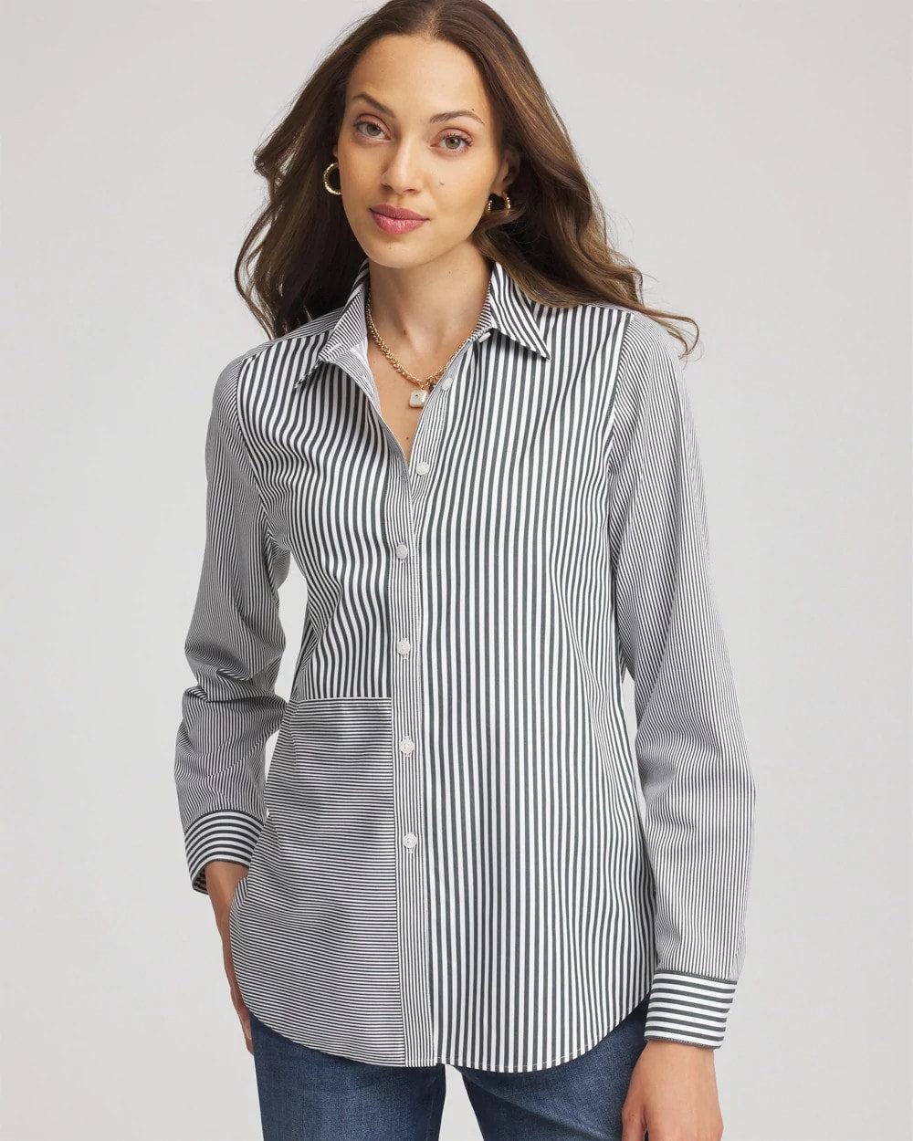 Chico's - No Iron™ Colorblock Striped Shirt
