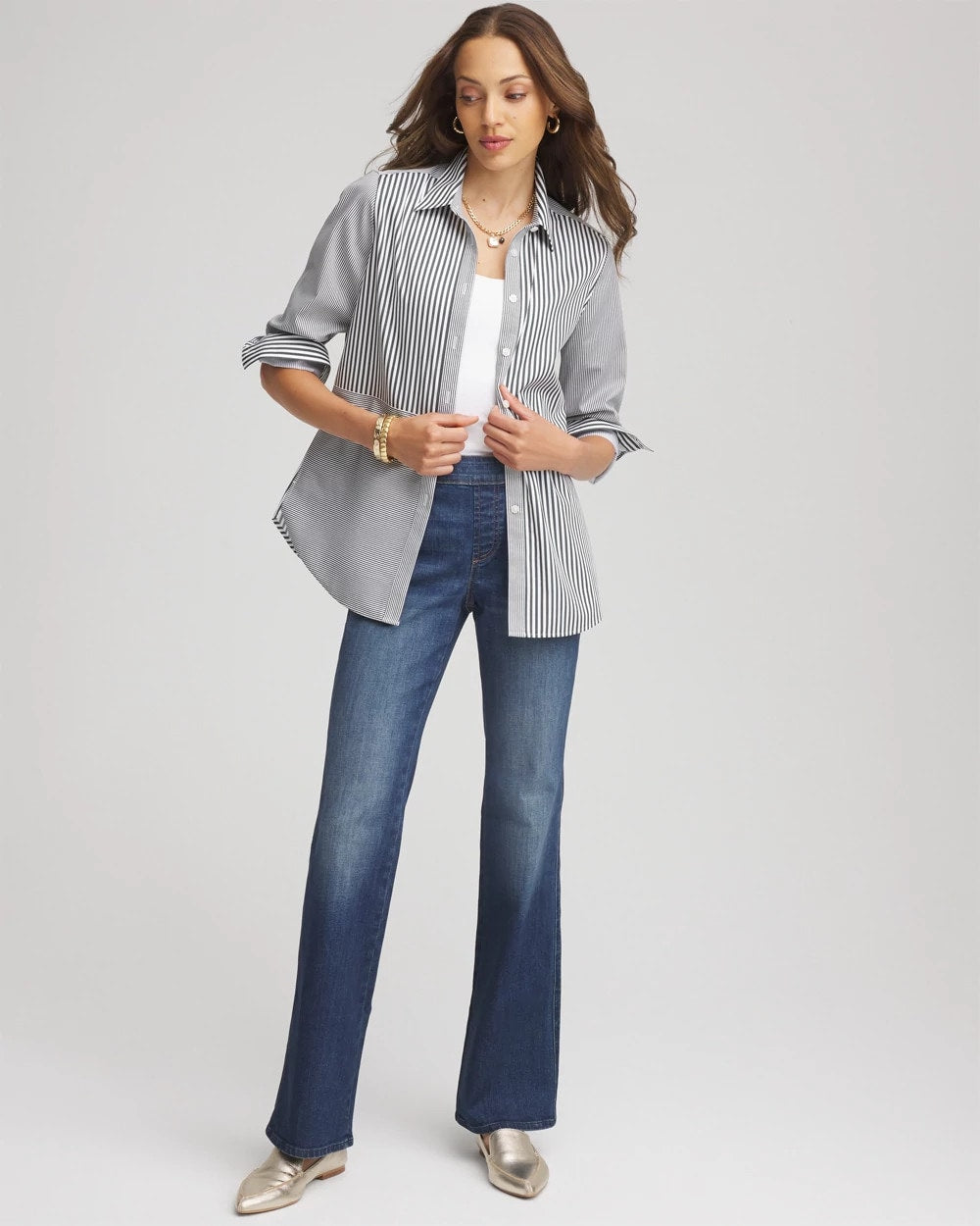Chico's - No Iron™ Colorblock Striped Shirt