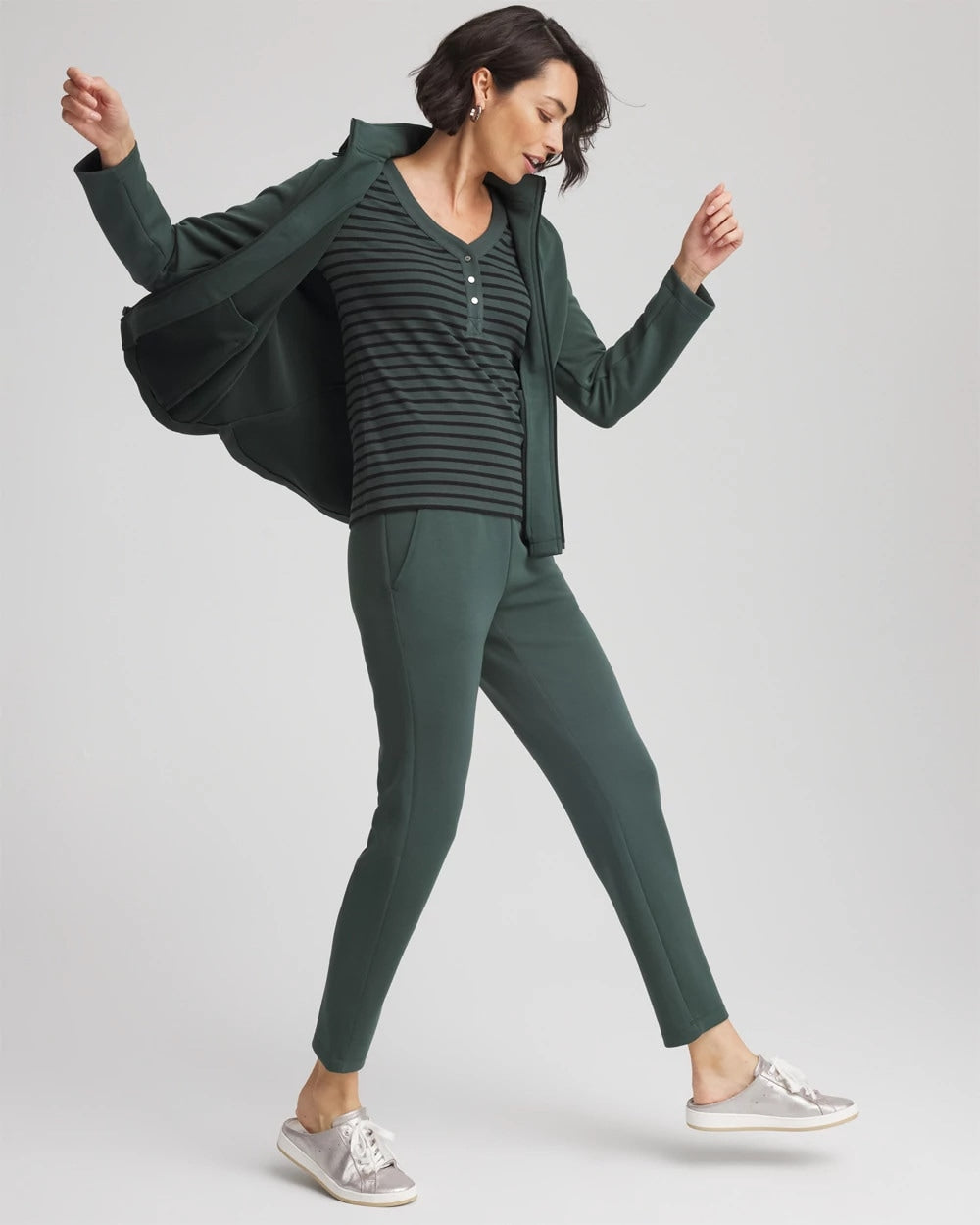 Chico's - Zenergy® Ribbed Striped Henley Tee