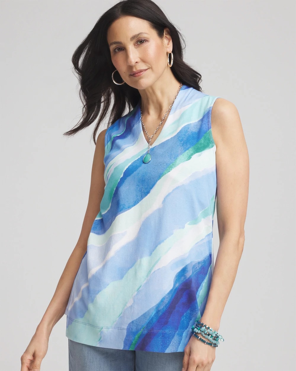 Chico's - Ocean Pima Sleeveless V-Neck Tunic