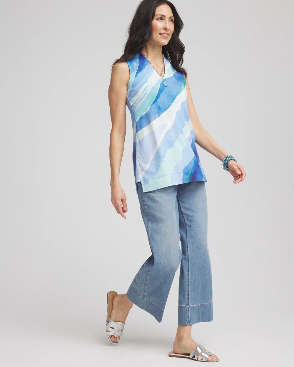 Chico's - Ocean Pima Sleeveless V-Neck Tunic