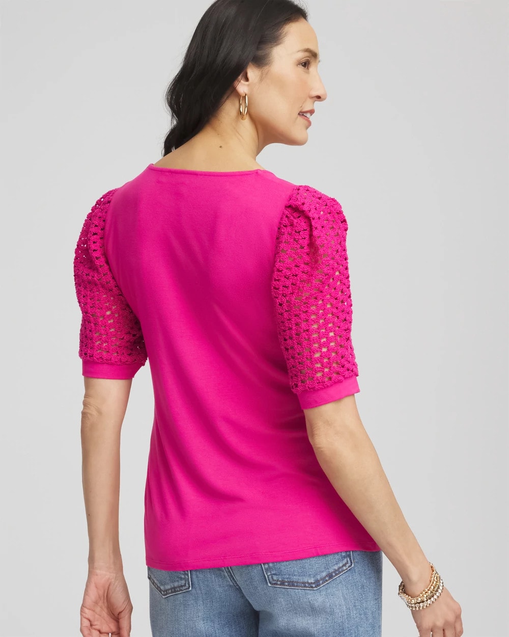 Chico's - Touch of Cool™ Crochet Lace Square-Neck Tee