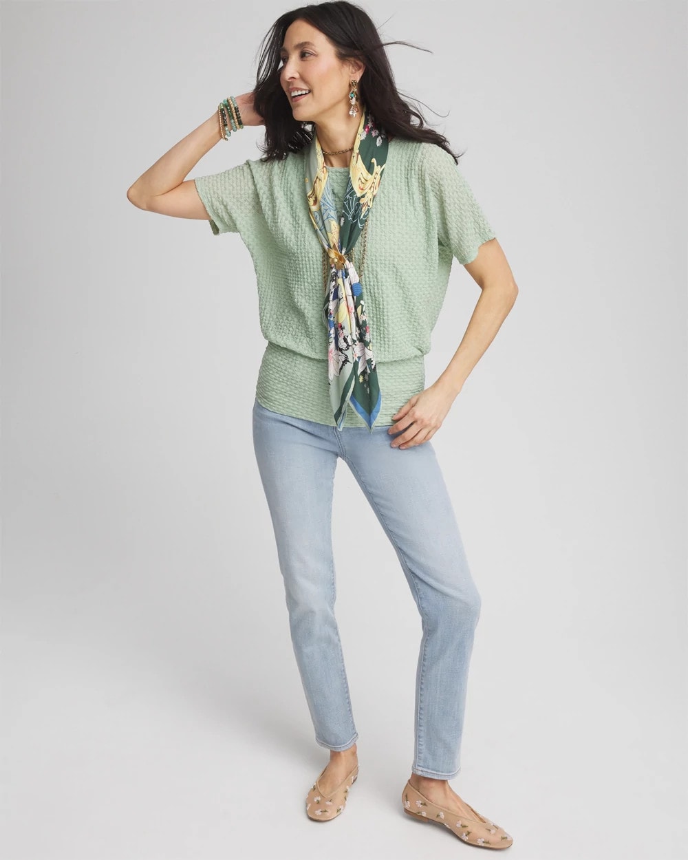 Chico's - Jacquard Banded Hem Top