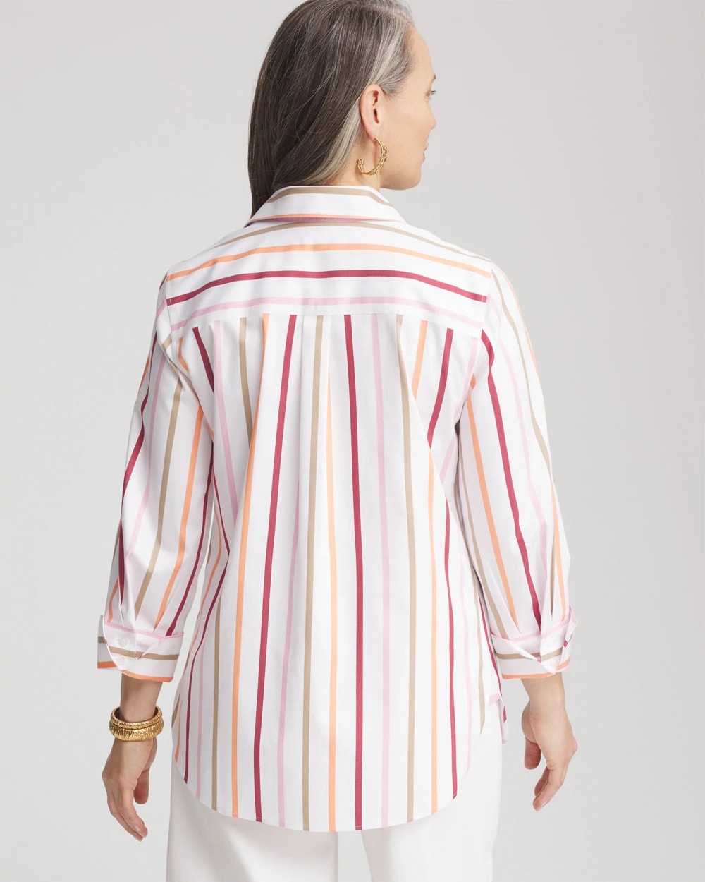 Chico's - No Iron™ Striped Stretch-Sateen Shirt