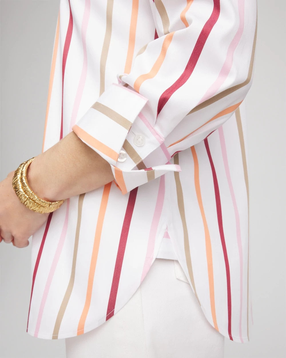 Chico's - No Iron™ Striped Stretch-Sateen Shirt