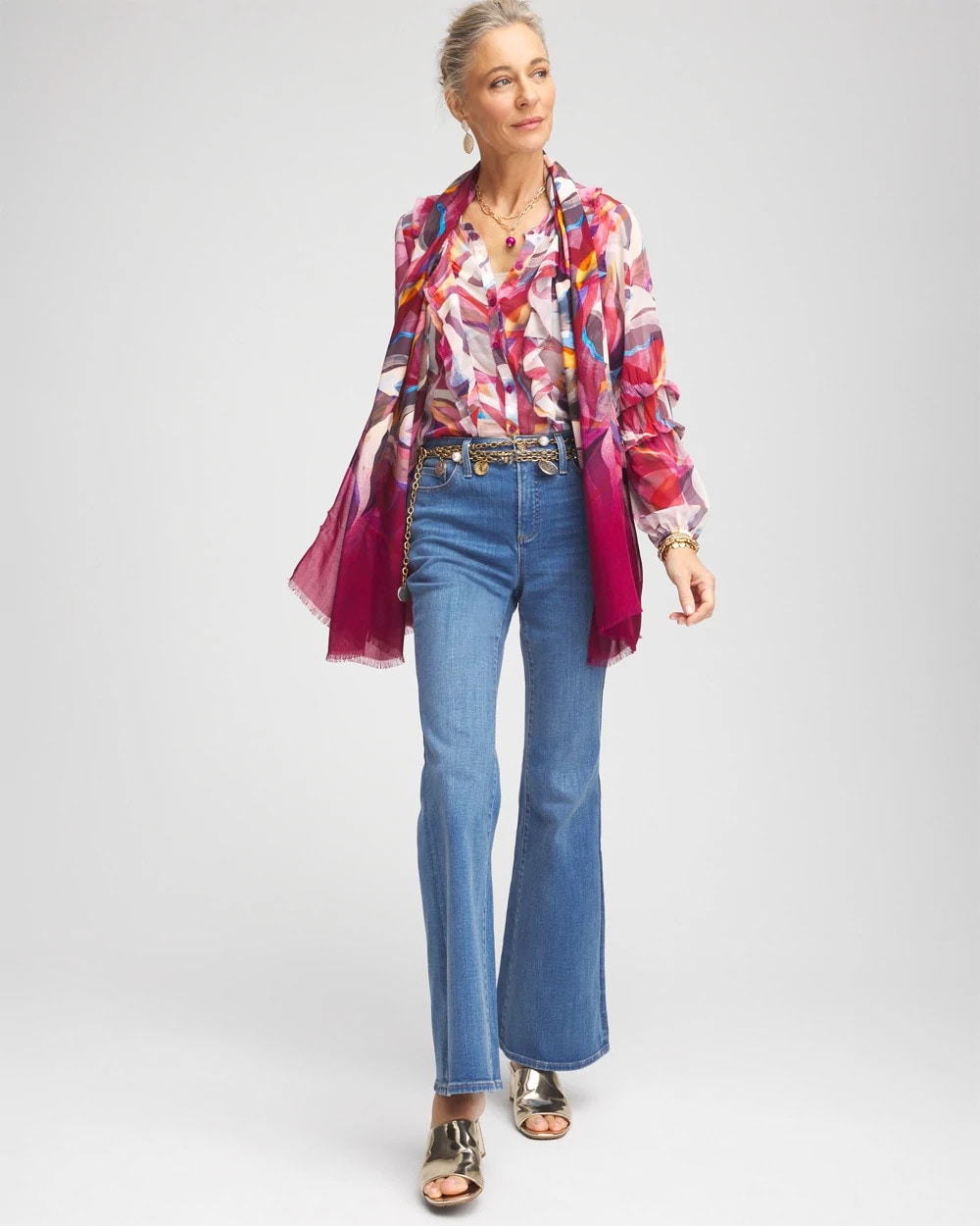 Chico's - Abstract Ruffles Crinkle Blouse