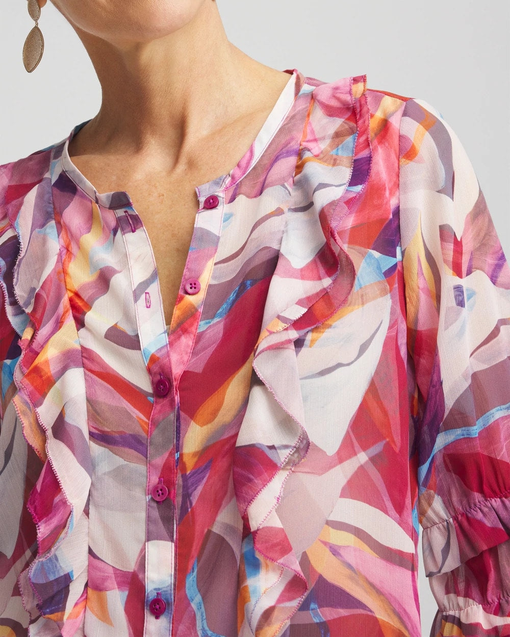 Chico's - Abstract Ruffles Crinkle Blouse