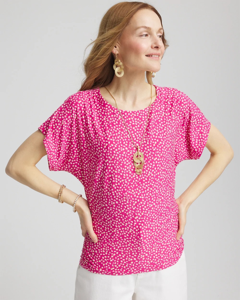 Chico's - Touch of Cool™ Cheetah Ruched Banded Hem Top