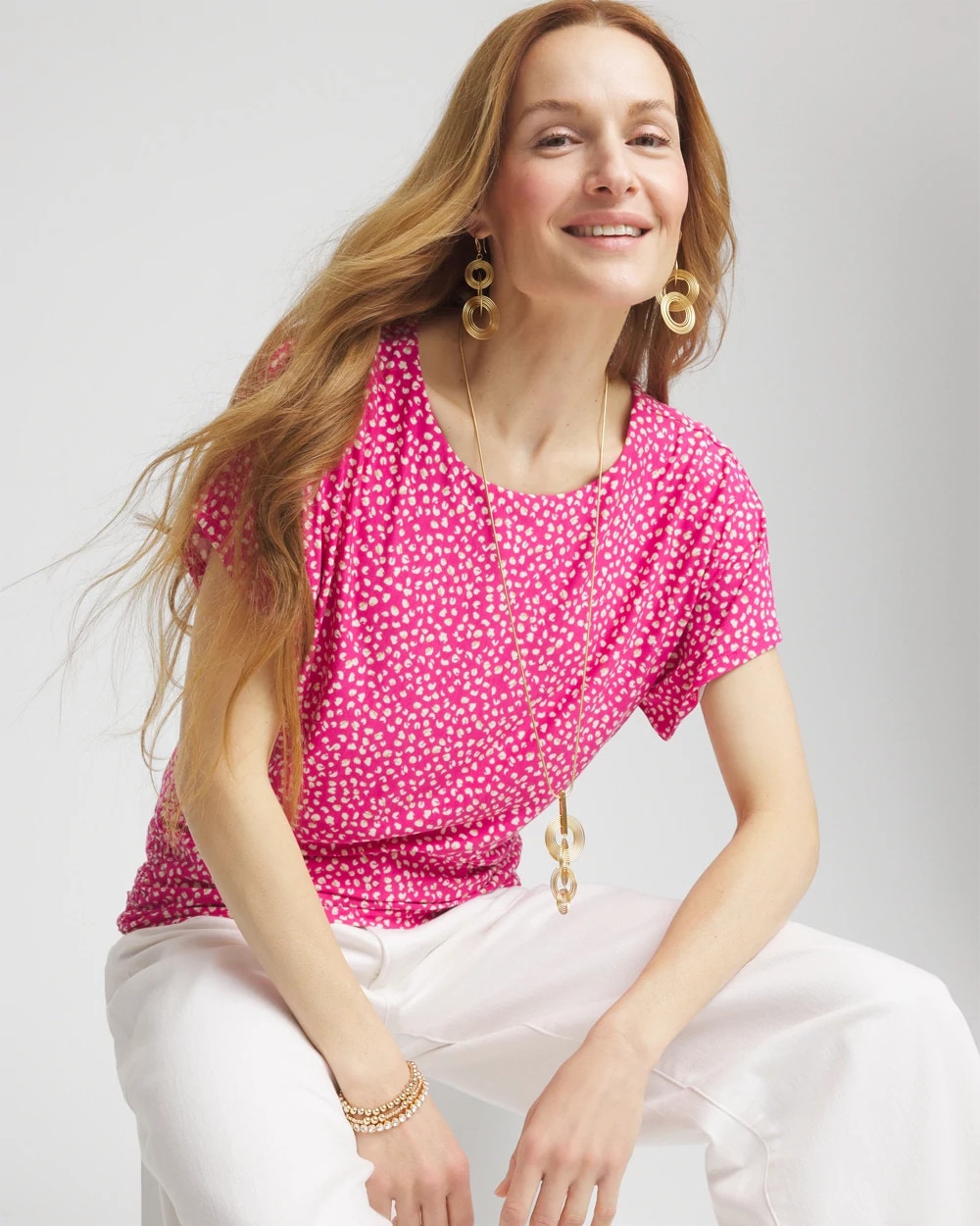 Chico's - Touch of Cool™ Cheetah Ruched Banded Hem Top
