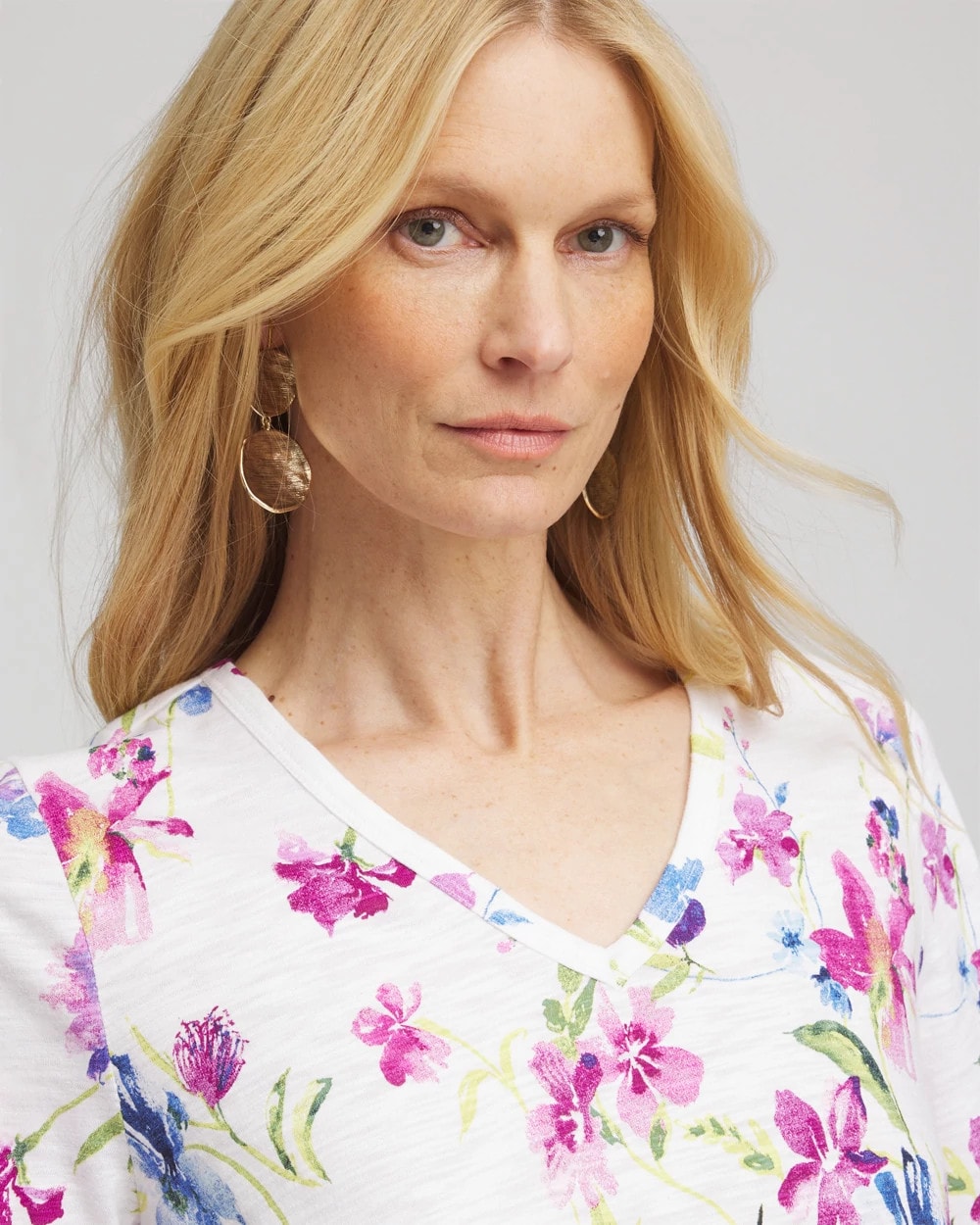 Chico's - Wildflower Slub V-Neck Tee