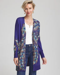 Chico's - Ella Peacock-Print Cardigan Sweater