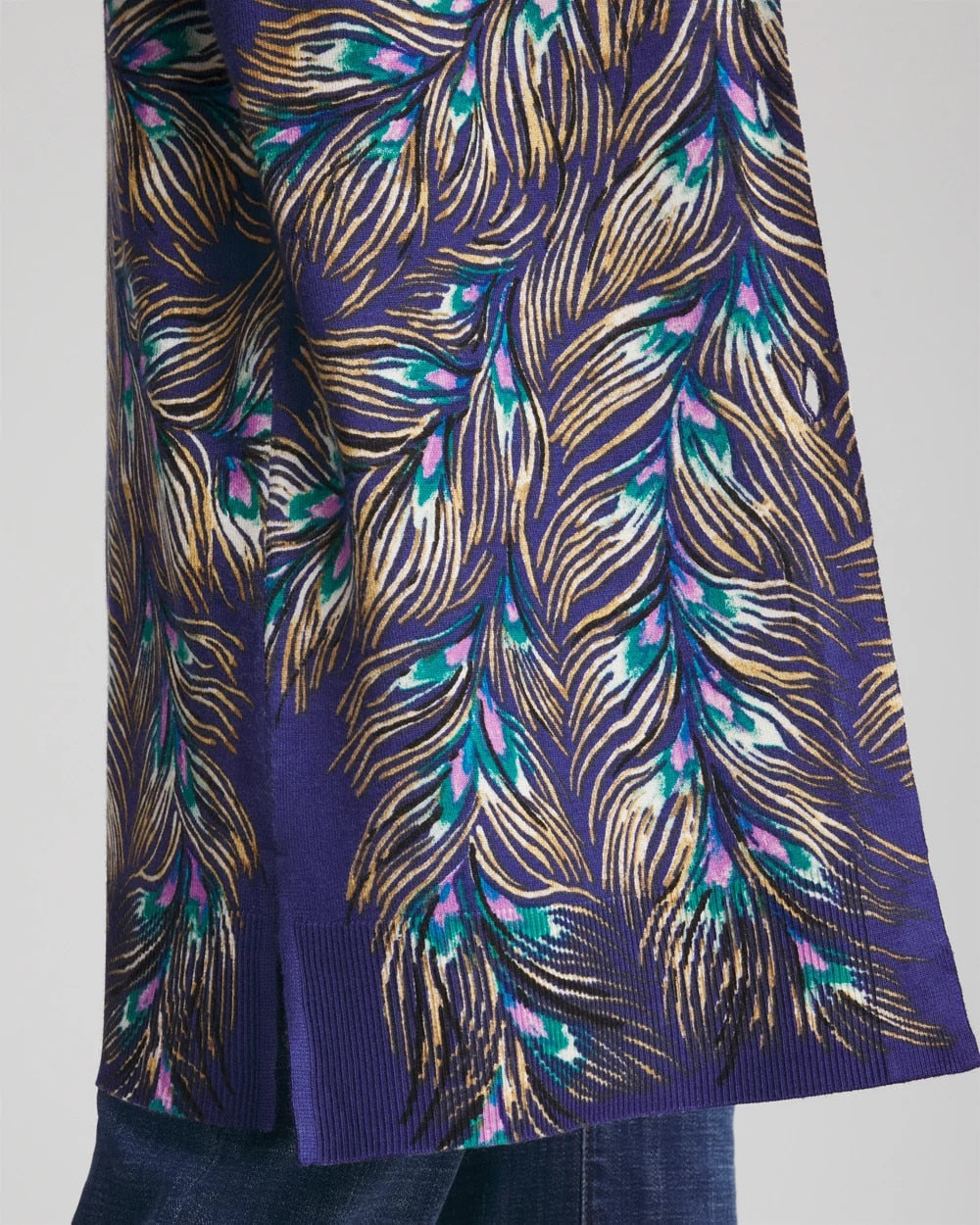 Chico's - Ella Peacock-Print Cardigan Sweater
