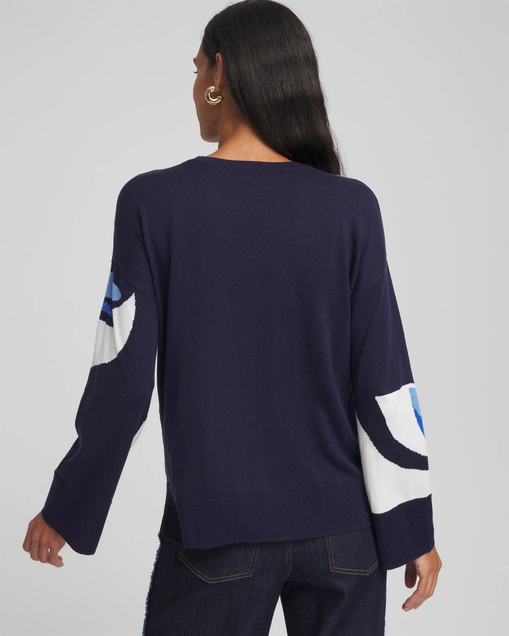 Chico's - Floral Intarsia Crewneck Pullover