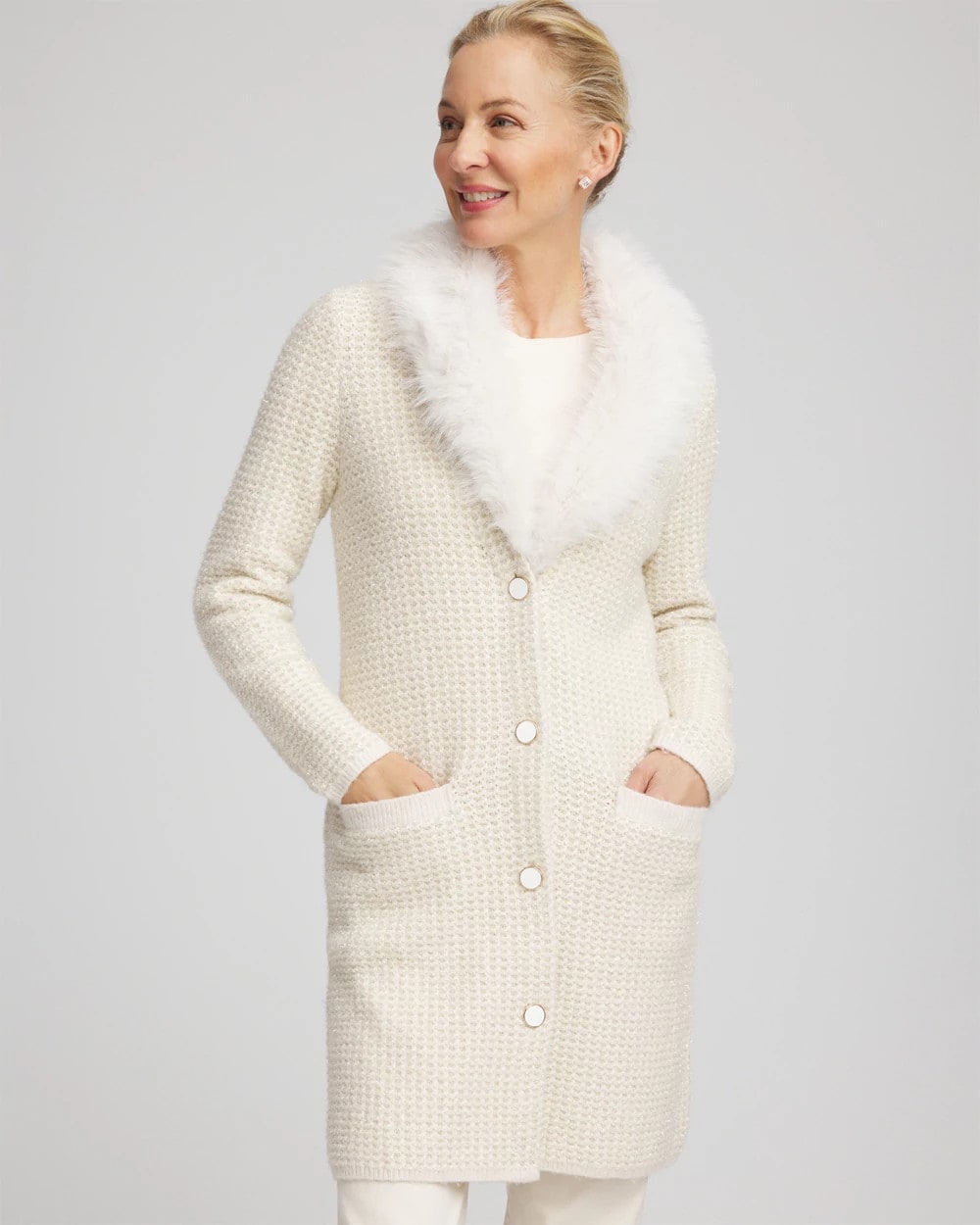 Chico's - Fur Trim Cardigan