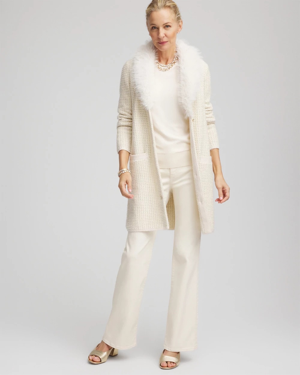Chico's - Fur Trim Cardigan