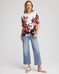 Chico's - Floral Print Crewneck Sweater