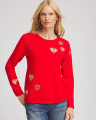 Chico's - V-Day Embroidered Heart Pullover
