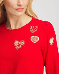 Chico's - V-Day Embroidered Heart Pullover