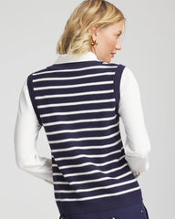 Chico's - Striped V-Neck 2 in 1 Sweater Vest