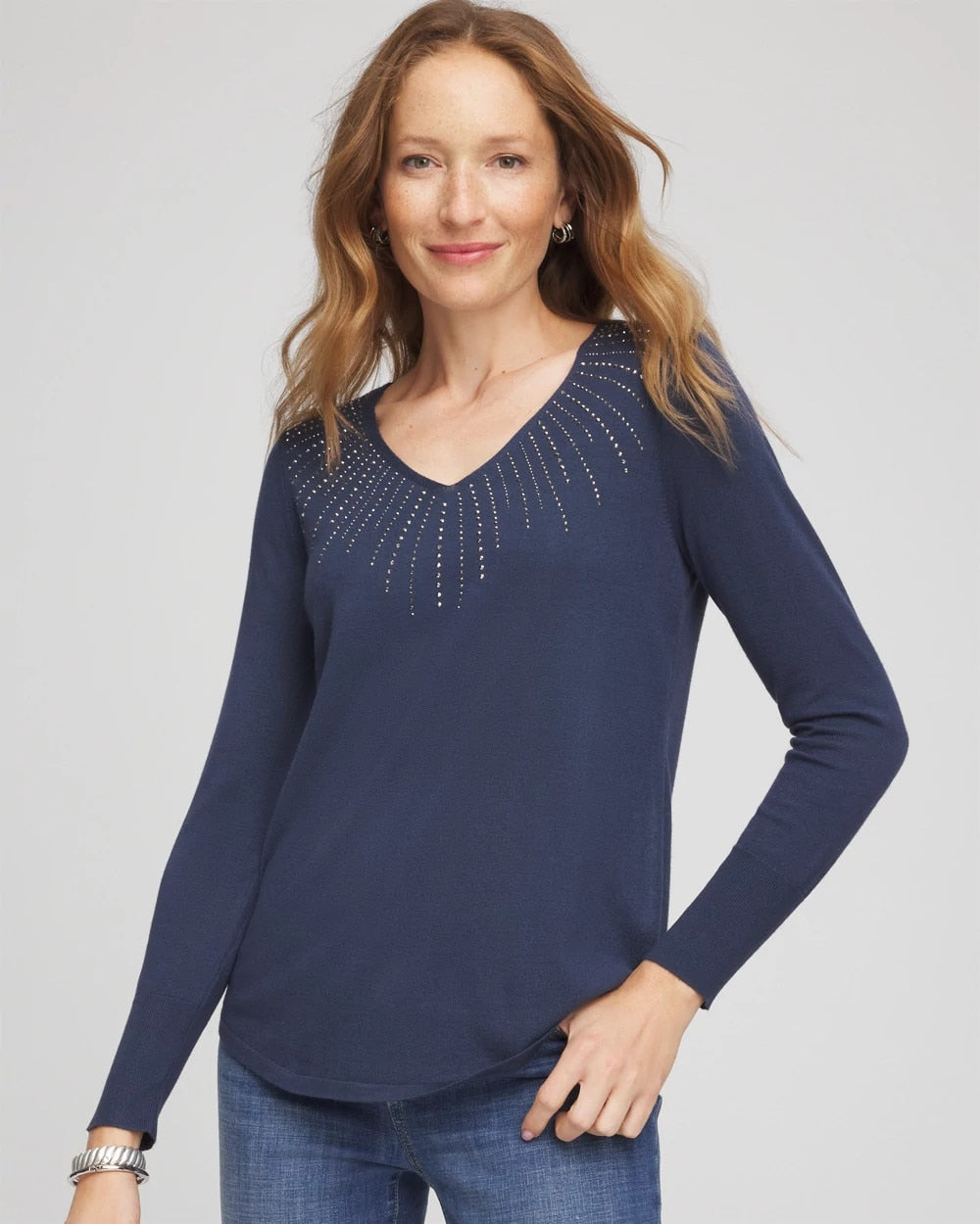 Chico's - Ella Embellished V-Neck Sweater