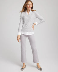 Chico's - Classic Built-In Shirt Knit Sweater