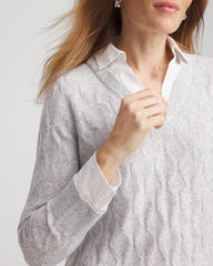 Chico's - Classic Built-In Shirt Knit Sweater
