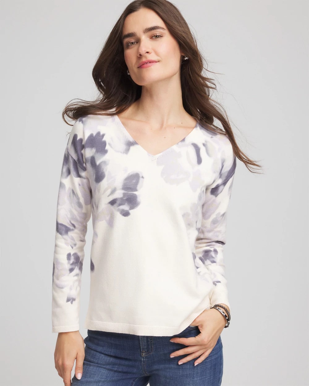 Chico's - Printed V-Neck Sweater