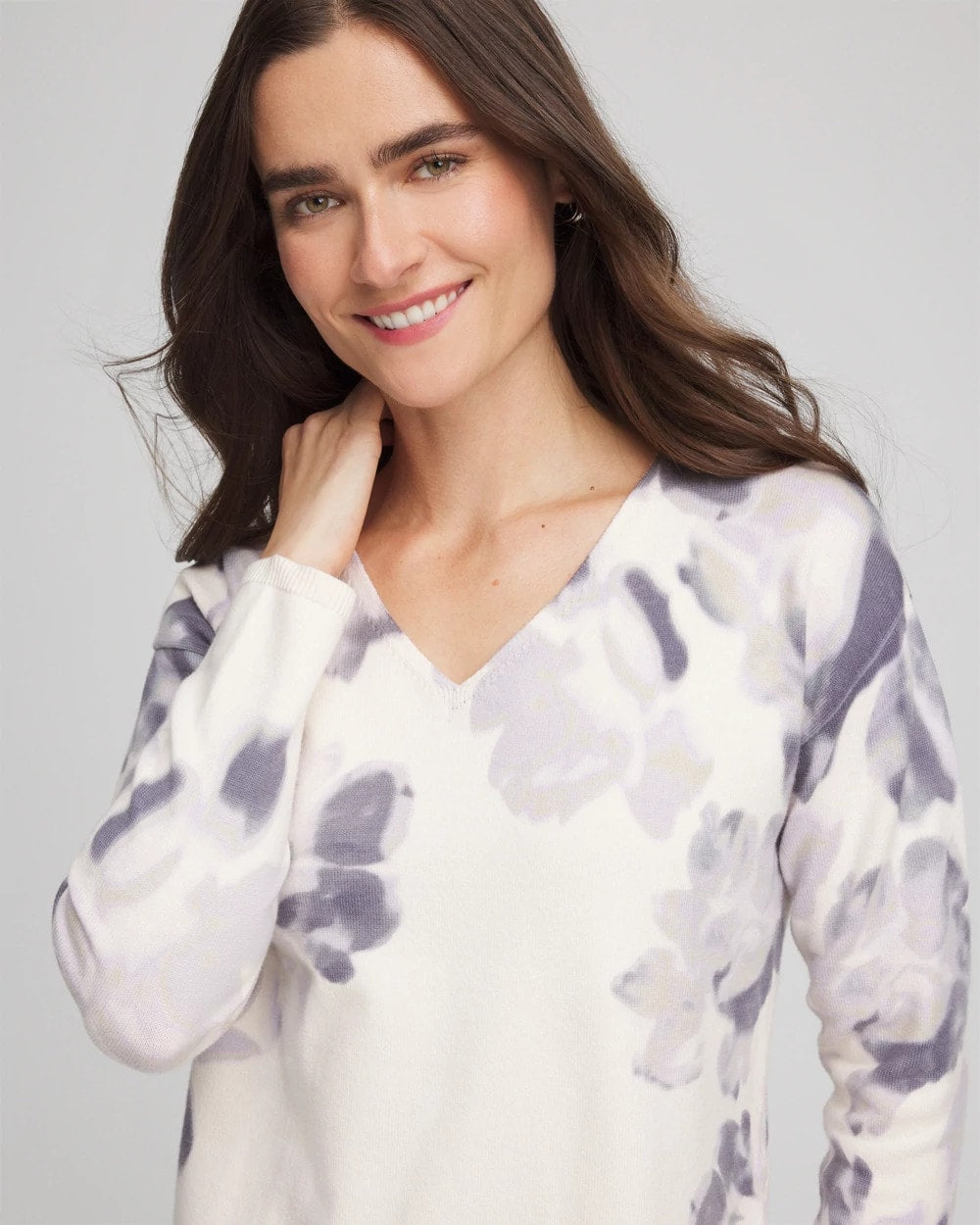 Chico's - Printed V-Neck Sweater