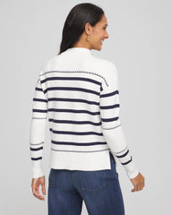 Chico's - Striped Relaxed Mockneck Pullover