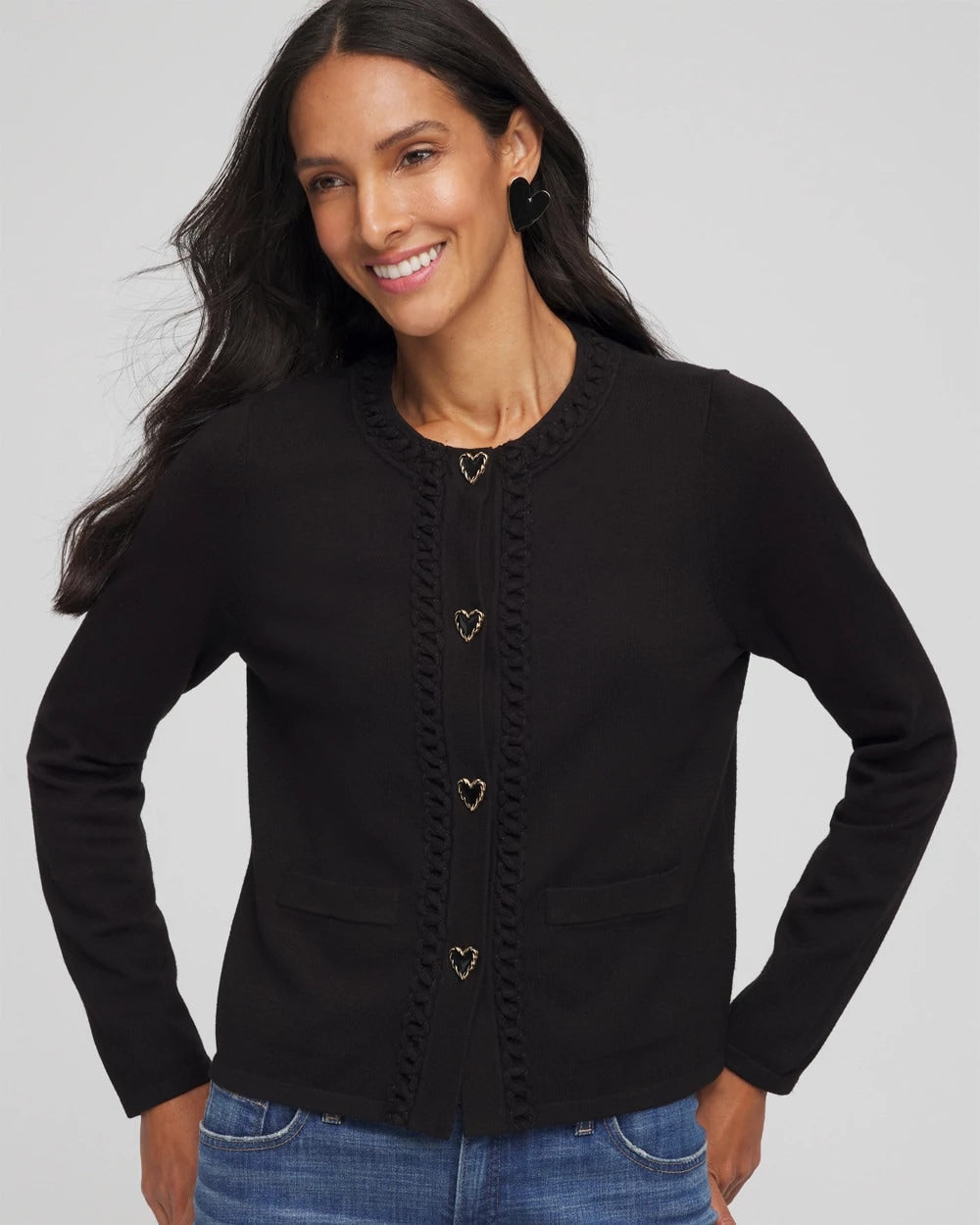 Chico's - V-Day Embroidered Crewneck Cardigan