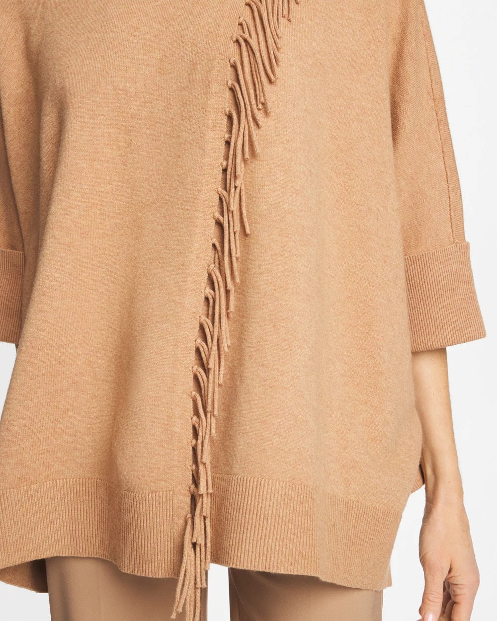 Chico's - Cowlneck Knit Fringe Poncho