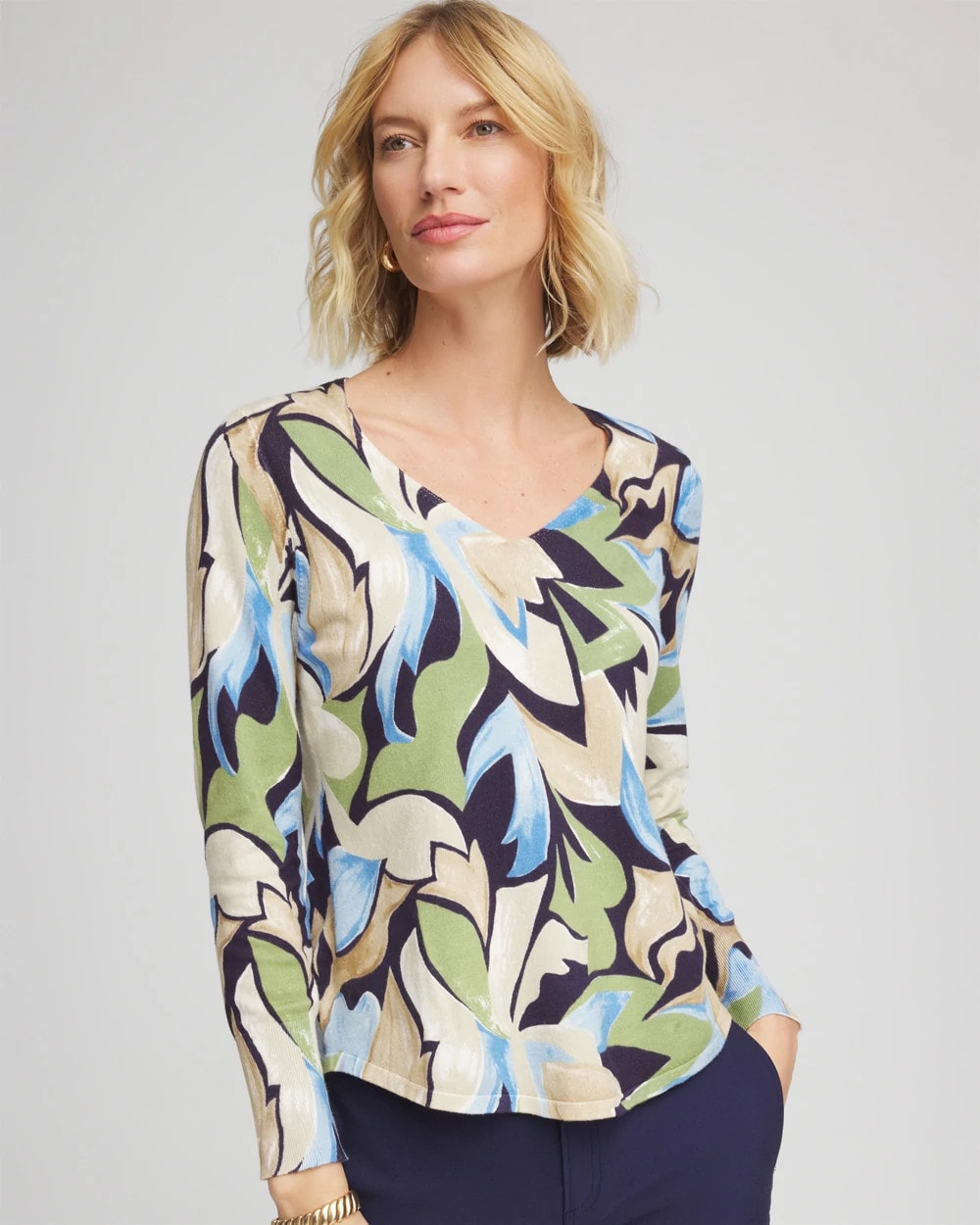 Chico's - Ella Bloom V-Neck Pullover Sweater