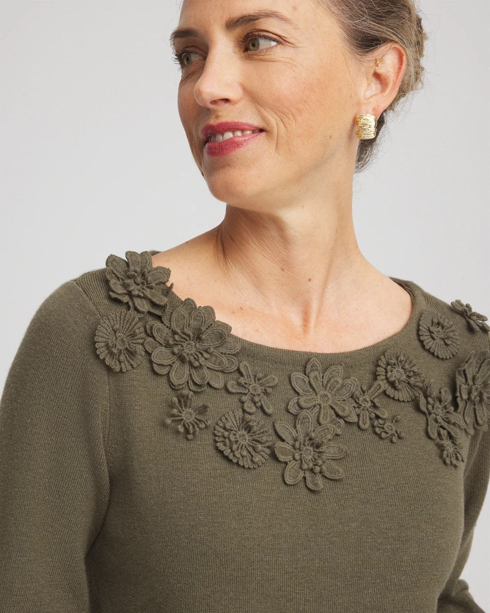 Chico's - Appliqué Flared-Sleeve Sweater