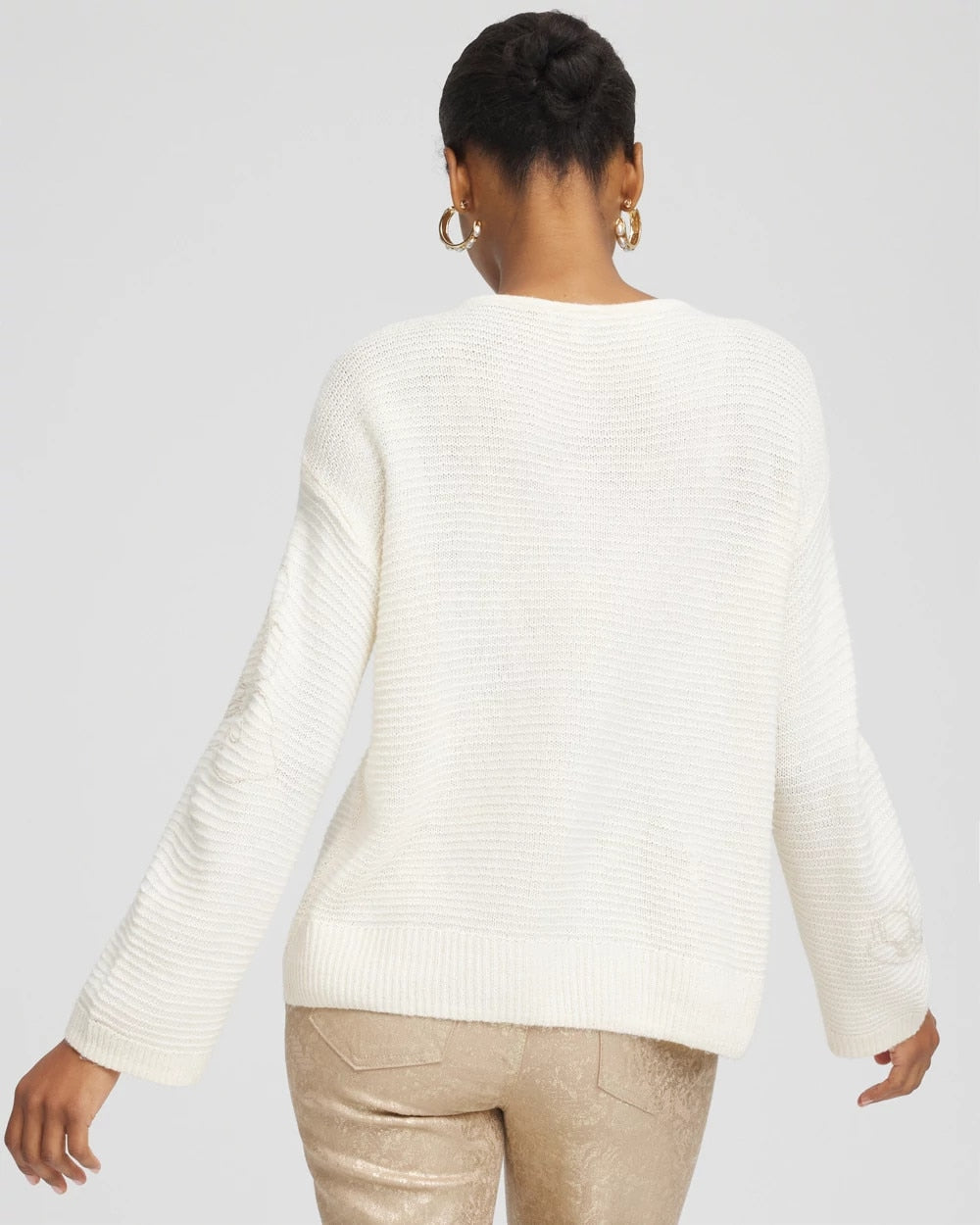 Chico's - Tonal Embroidered Boatneck Pullover Sweater