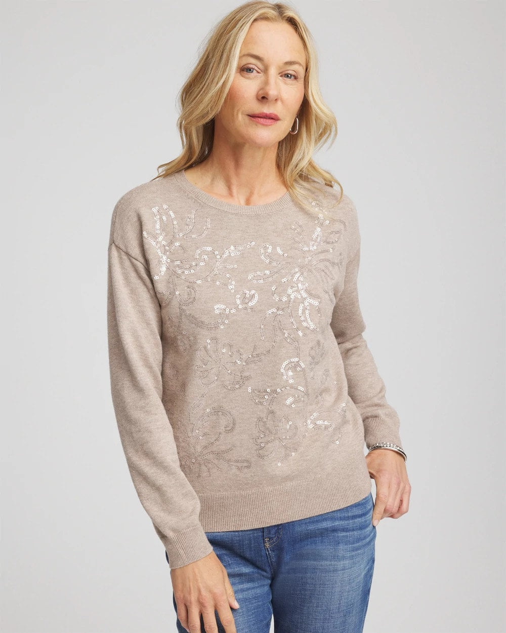 Chico's - Floral Sequined Pullover