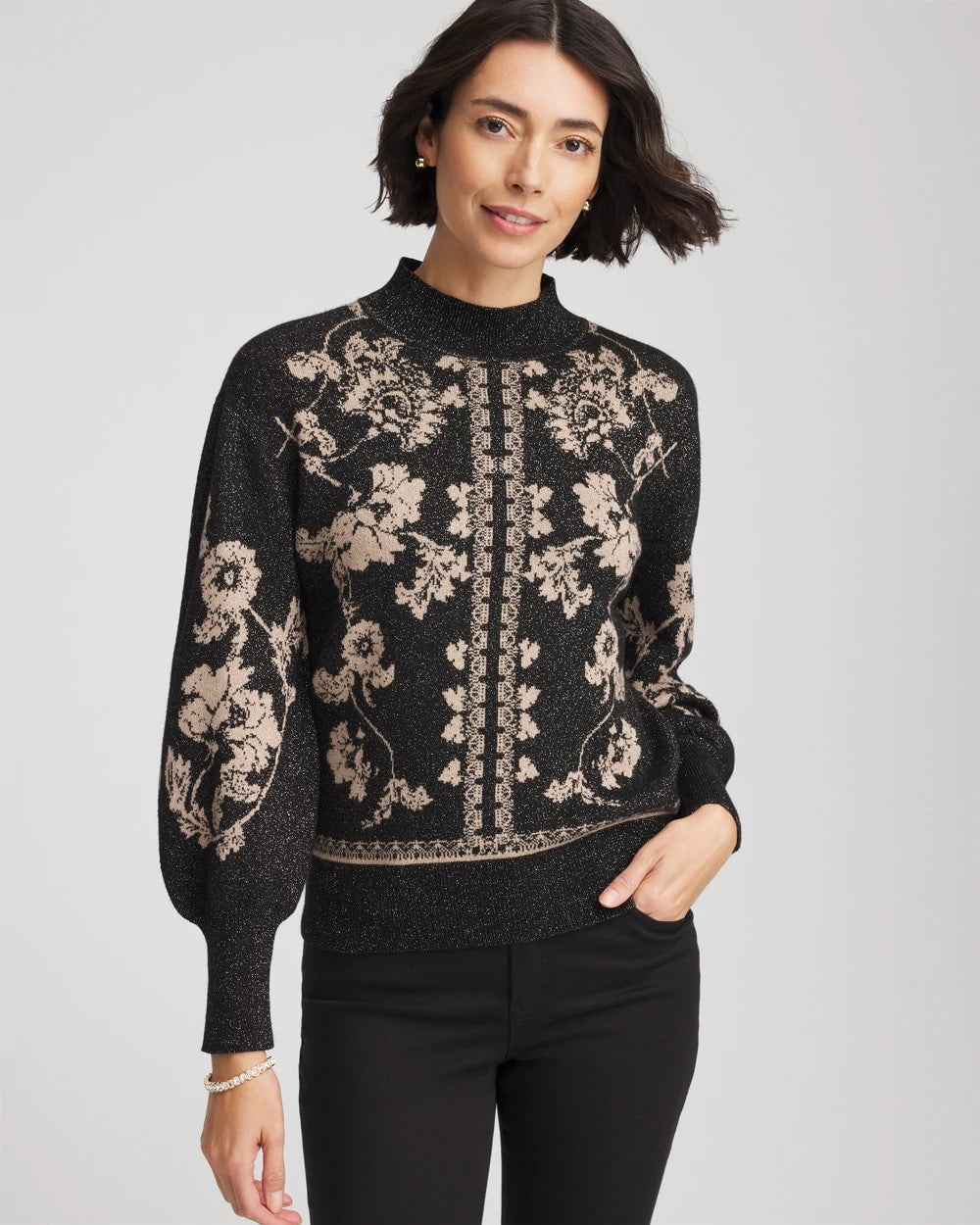 Chico's - Bryne Jacquard Mockneck Pullover