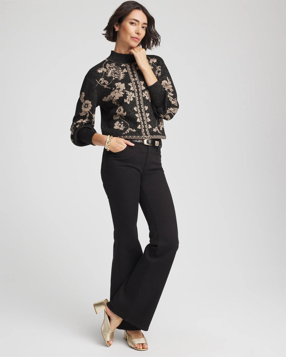 Chico's - Bryne Jacquard Mockneck Pullover